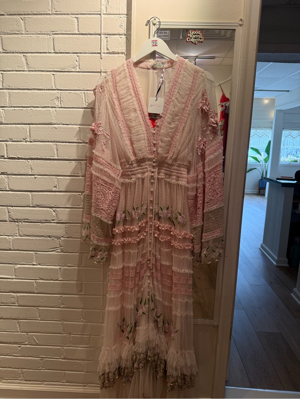 Fillyboo Soft Pink Lace-Trimmed Sheer Cardigan